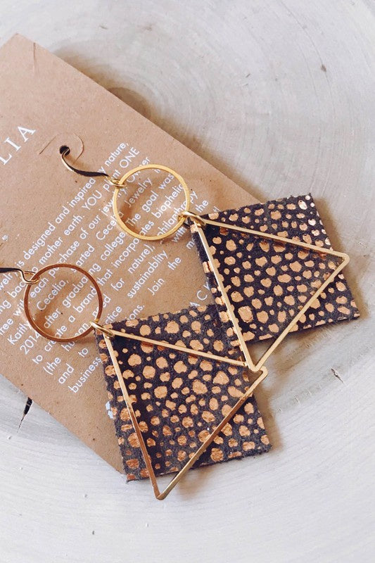 Diamond Hoop Leather Earrings