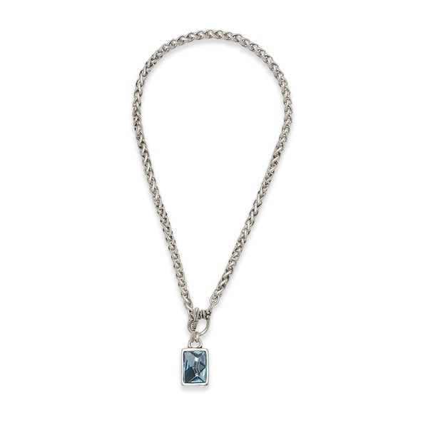 Silver Chain Blue Crystal Necklace