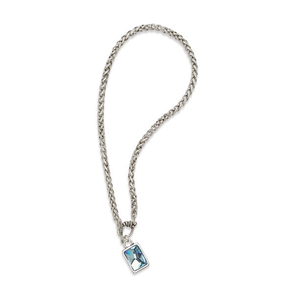 Silver Chain Blue Crystal Necklace
