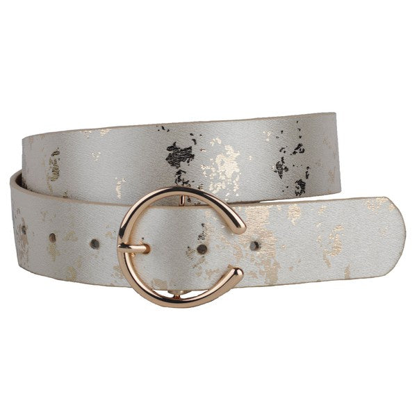 C-Buckle Gold Shimmer Leather Belt