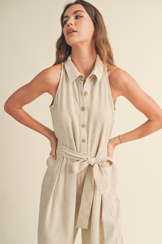 Linen Shirt Look Jumpsuit