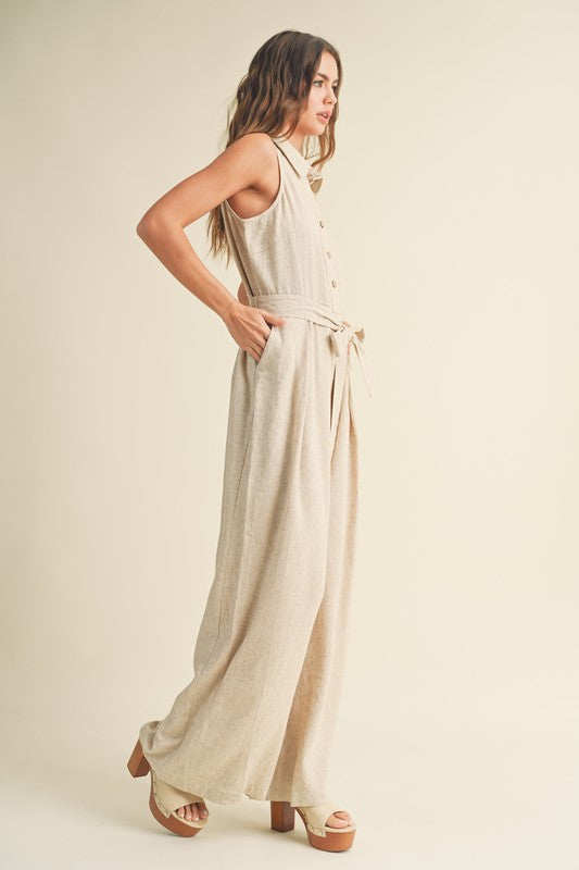 Linen Shirt Look Jumpsuit