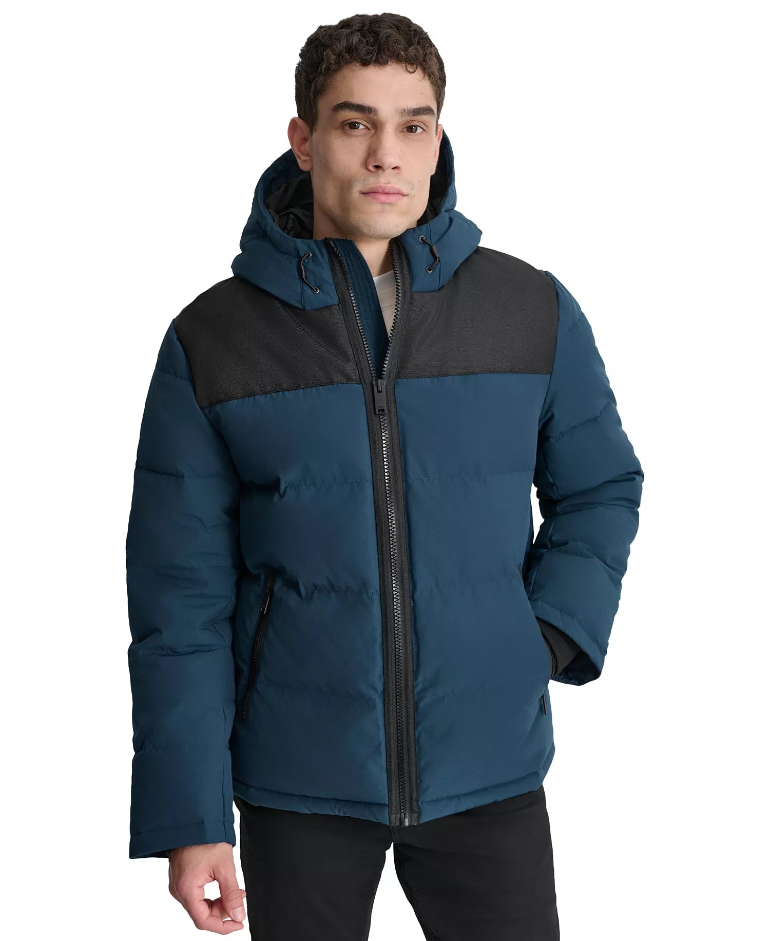 DKNY Men's Mixed-Media Puffer Coat