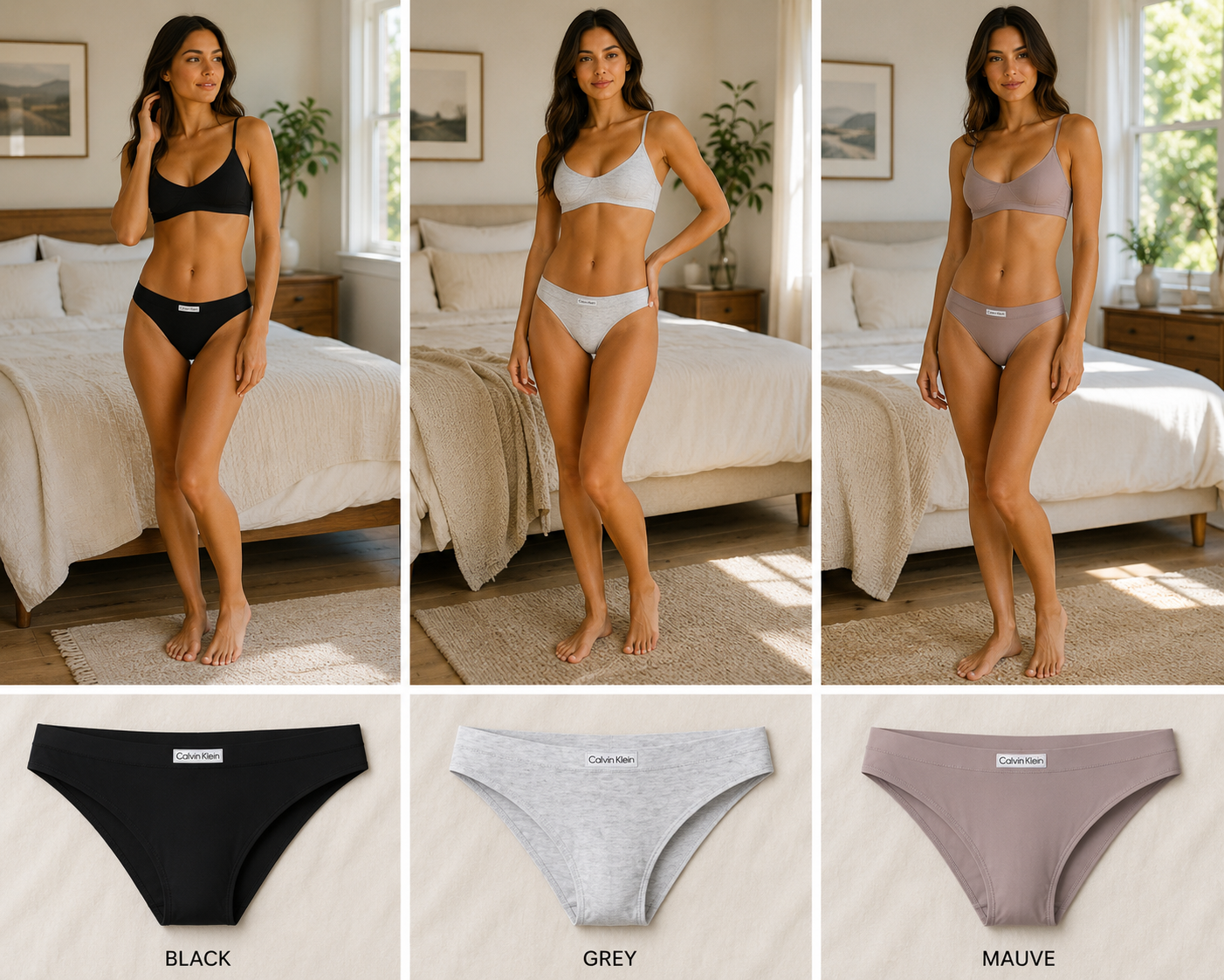CK BIKINI 3PK BLACK / SNOW HTR / FRESH TAUPE