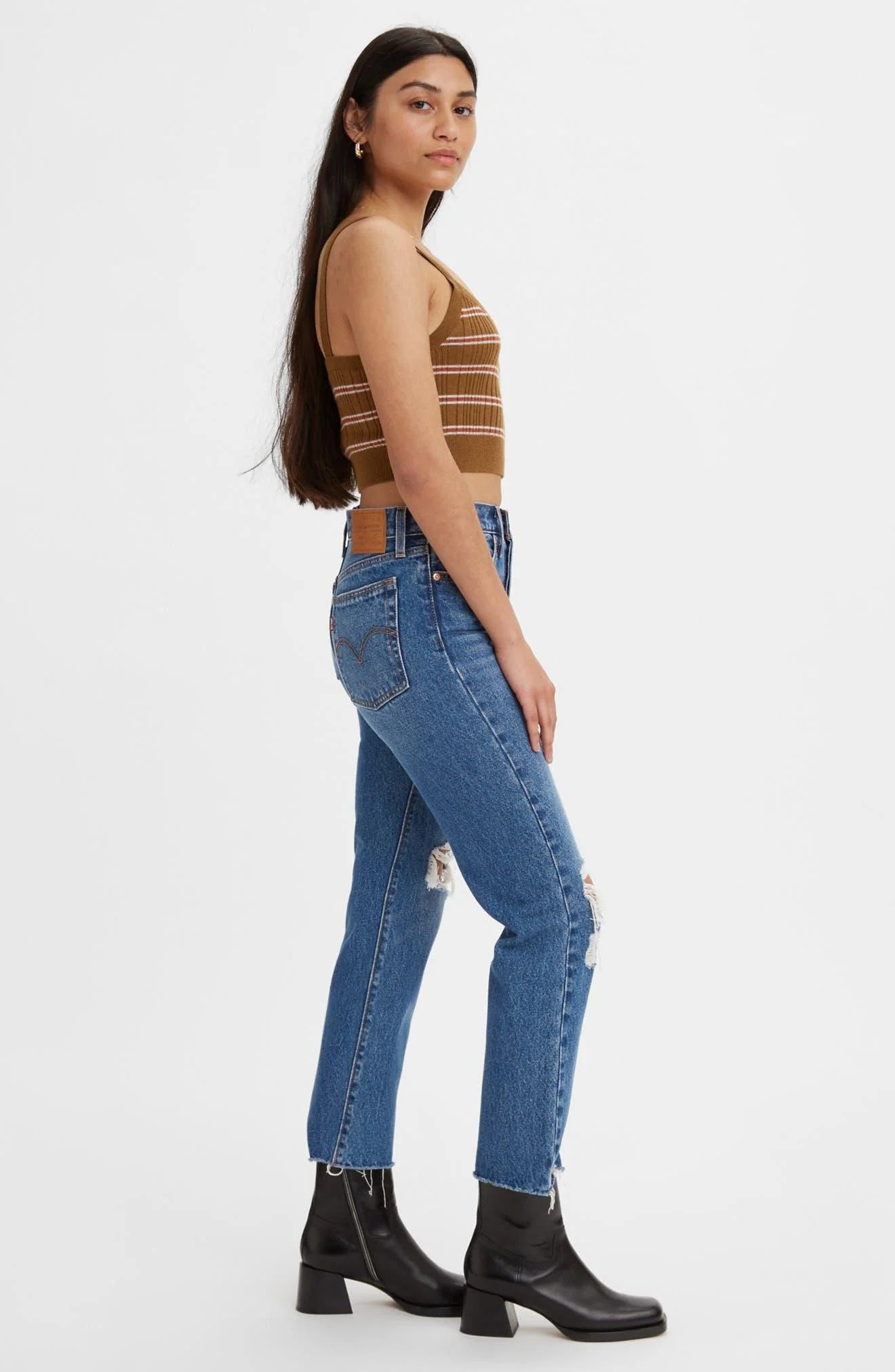 Wedgie Ripped High Waist Crop Straight In Carry Kerry Jeans
