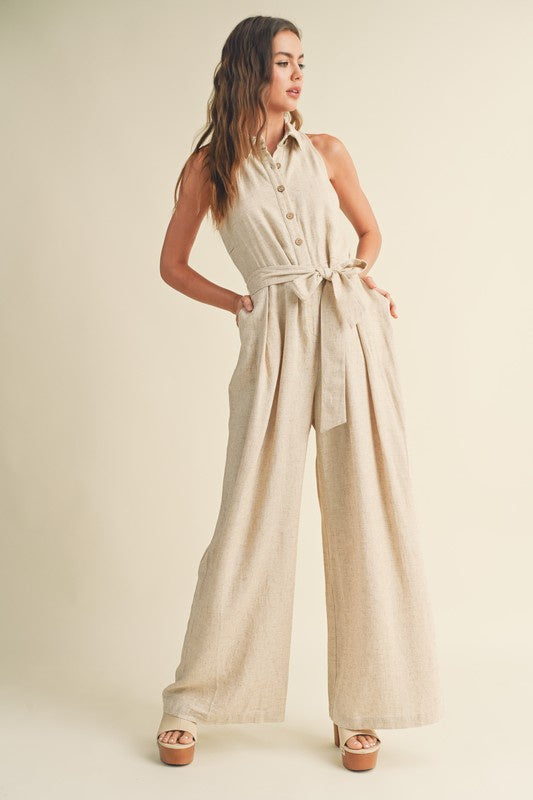 Linen Shirt Look Jumpsuit