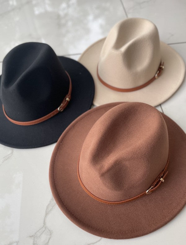Vegan felt Panama Black Ribbone Hat