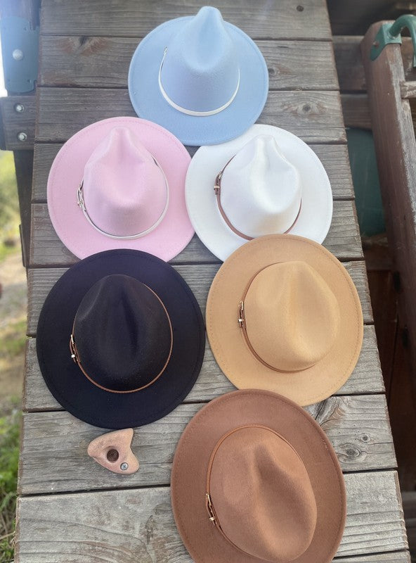 Vegan Felt Panama Hat With Leather Belt