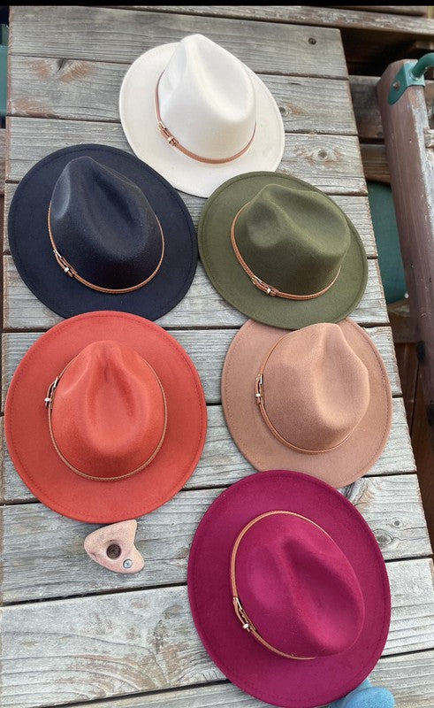 Vegan Felt Panama Hat With Leather Belt