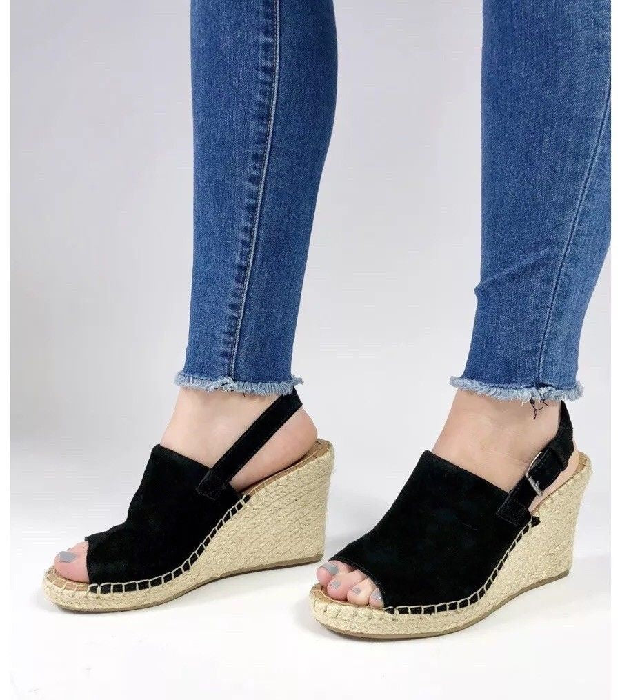 toms shoes, toms, high heels, wedges, heels, summer shoes, shoes, womens shoes, womens, black, tan, suede, cutout sandal, sandal