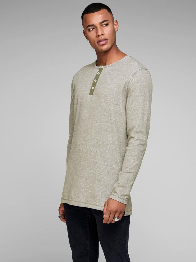 Egovanni Tee Ls Granddad Noos In Olive T-shirt