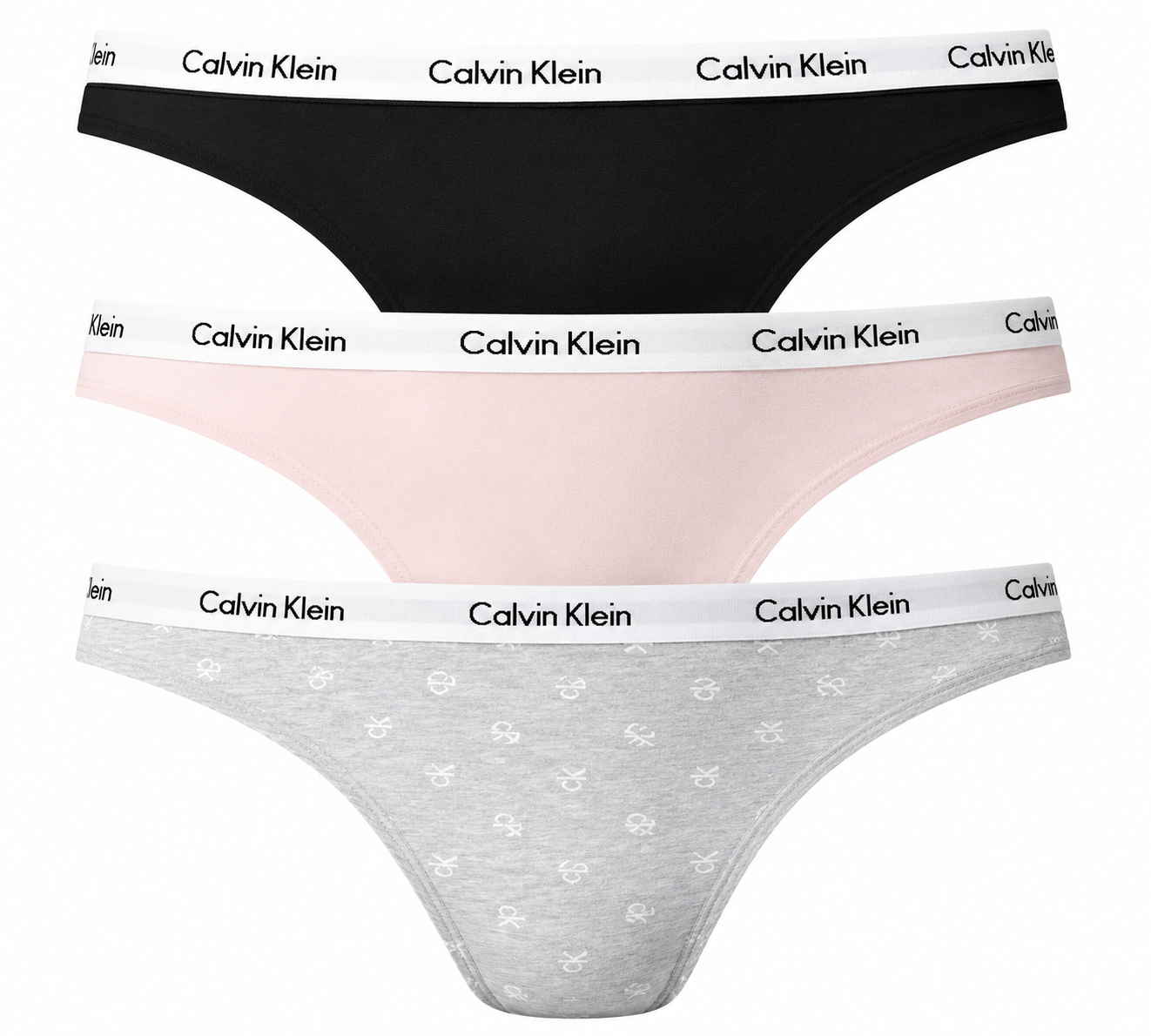CK THONG 3 PACK BLACK/ GREY HTR / WHITE