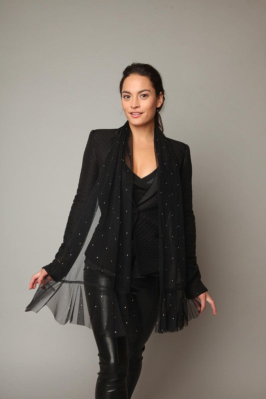 Glamazon Sheer Crystal Black Scarf