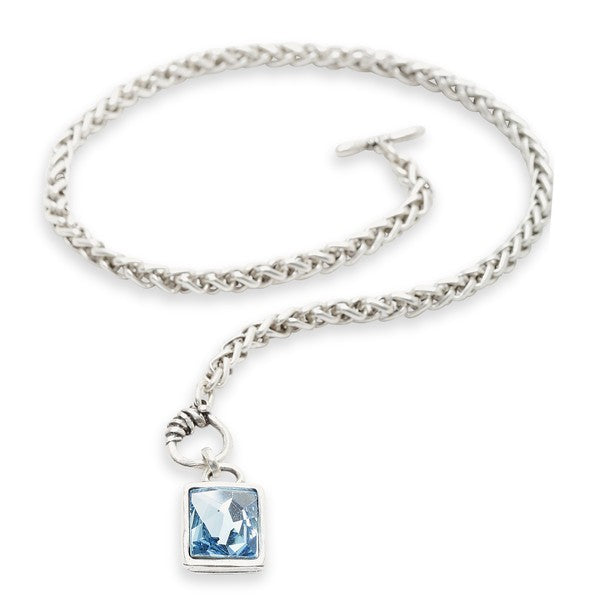 Silver Chain Blue Crystal Necklace