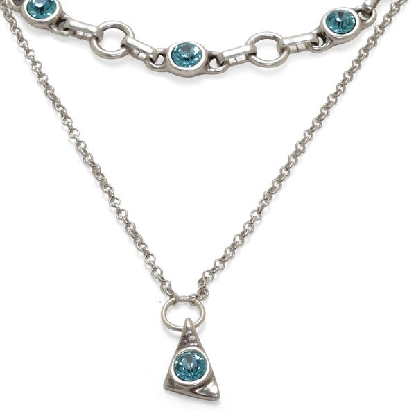 Double Layer Aqua Chain Necklace