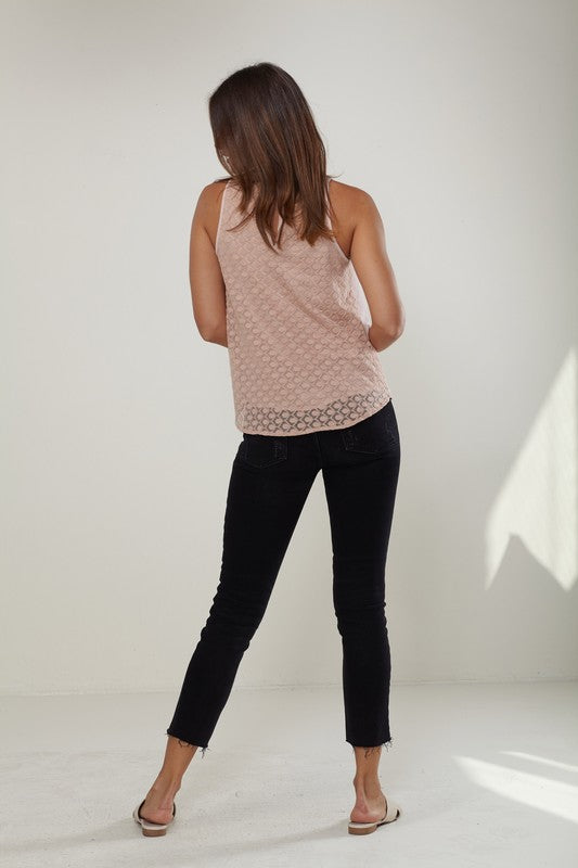 RO & DE Sleeveless Crewneck Layered Top
