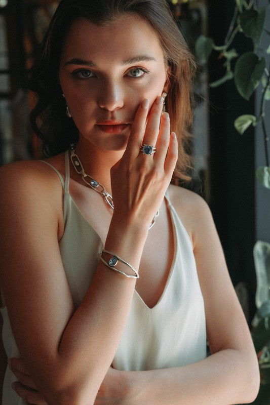 LIGHT BLUE CRYSTAL RING