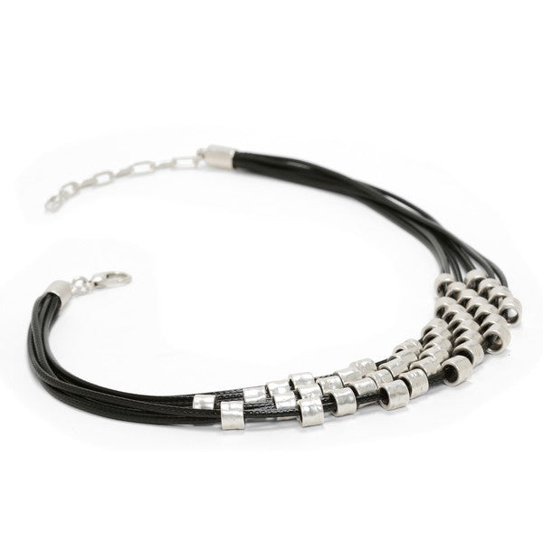 Silver Leather Necklace