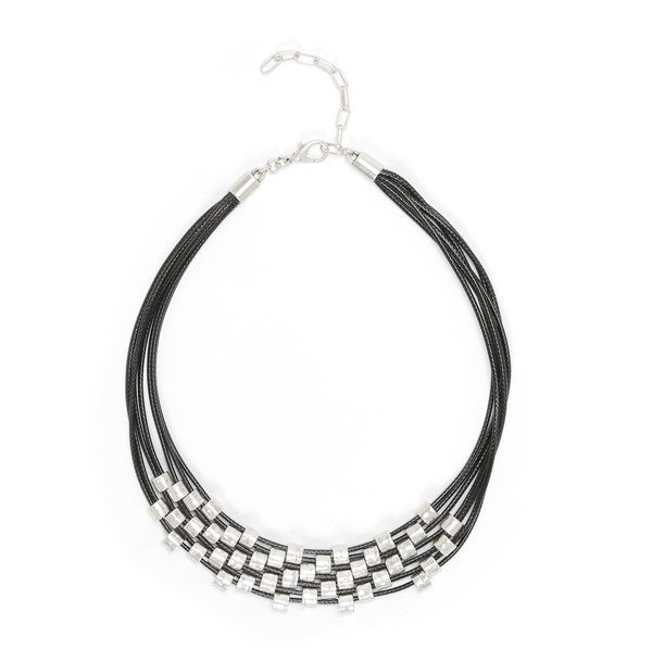 Silver Leather Necklace