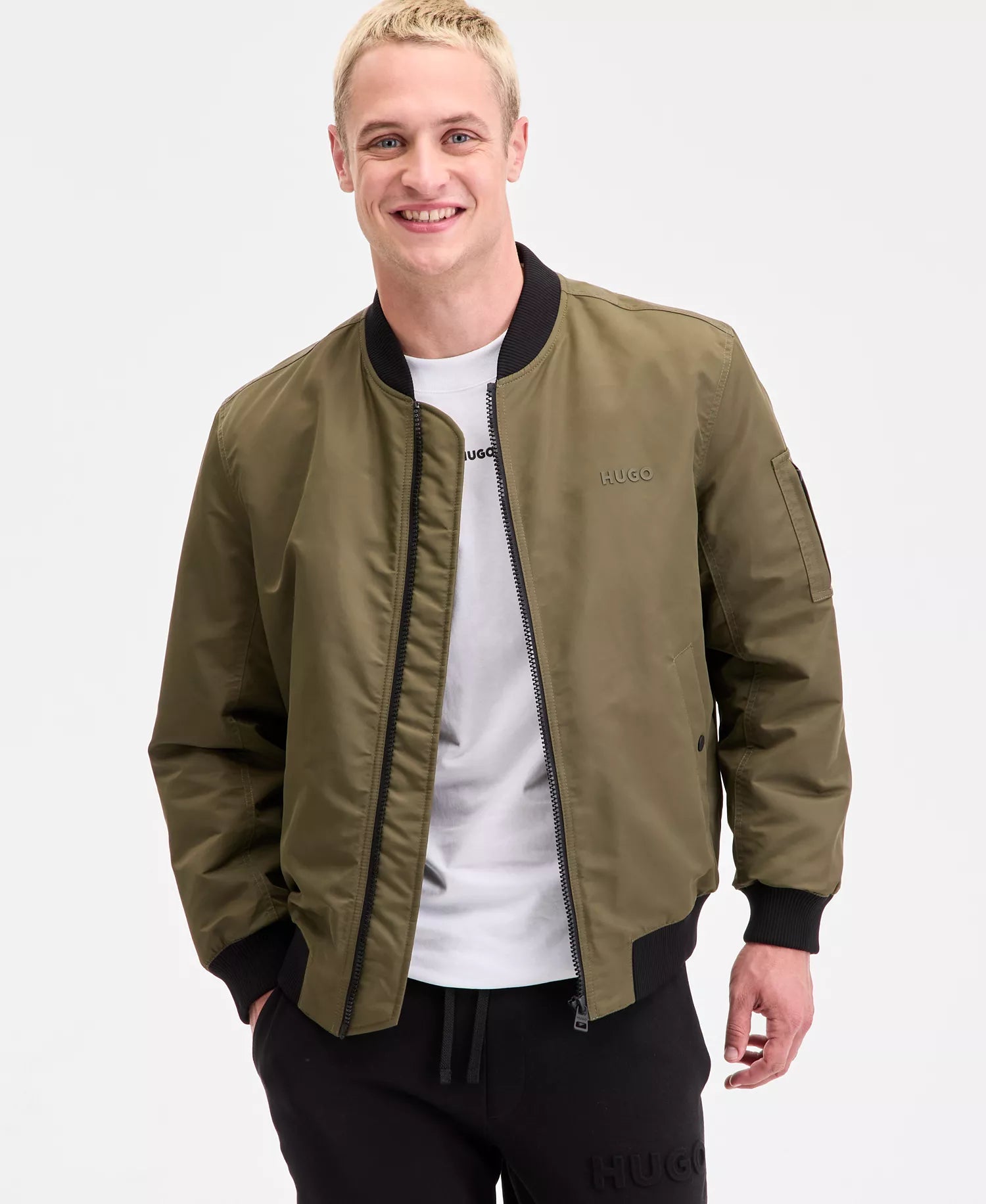 Hugo Boss Men's  Slim-Fit Satin Bomber Jacket