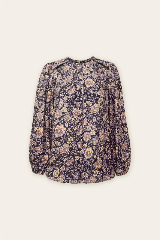 Paisley Flower Button Front Top