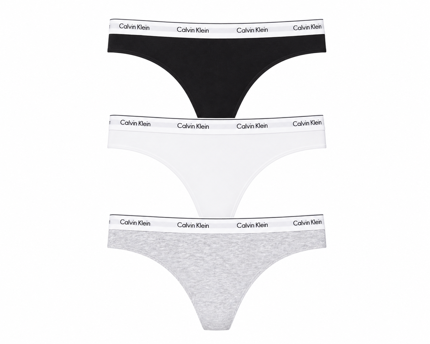 CK THONG 3 PACK BLACK/WHITE/GREY HEATHER
