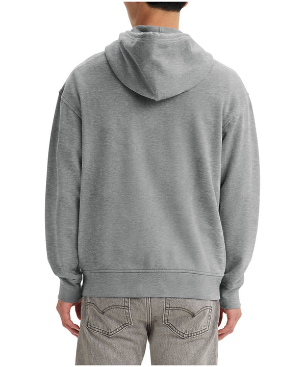 Relaxed Fit V-Neck Kangaroo Pocket Graphic Fleece Hoodie