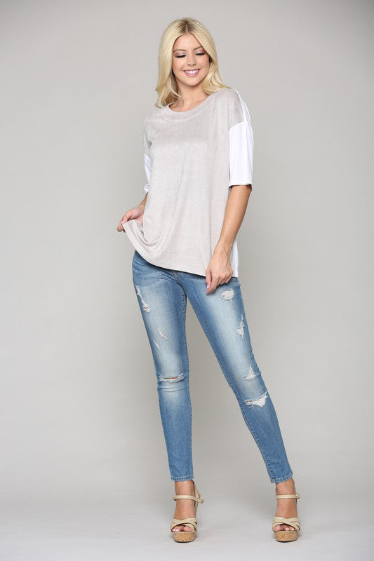 Ali Suede & Knit Combo Top