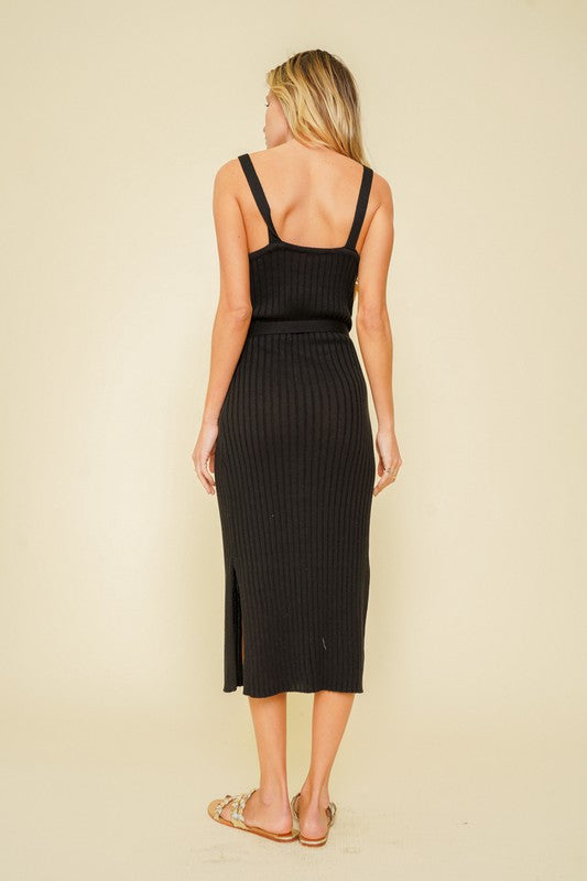 TANK RIB SIDE SLIT MIDI DRESS