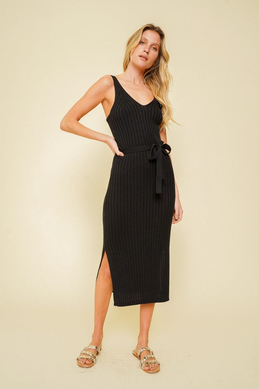 TANK RIB SIDE SLIT MIDI DRESS