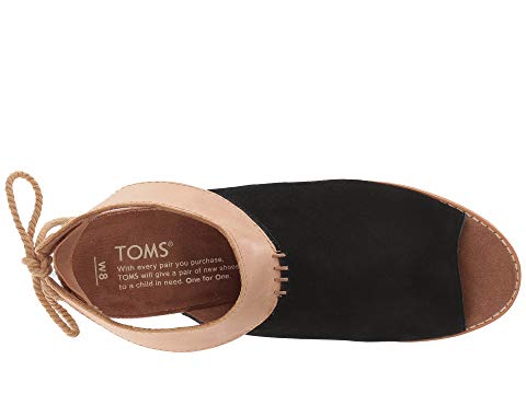 toms shoes, toms, high heels, block heels, heels, summer shoes, shoes, womens shoes, womens, black, tan, suede, cutout sandal, sandal, tassles