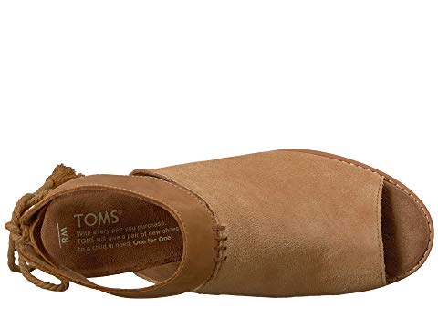 toms shoes, toms, high heels, block heels, heels, summer shoes, shoes, womens shoes, womens, tan, suede, cutout sandal, sandal, tassles