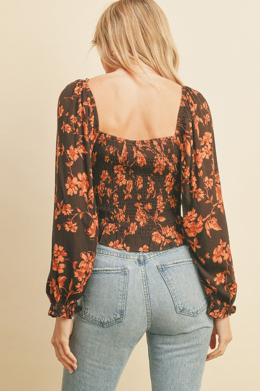 Chocolate Sweetheart Smocked Top