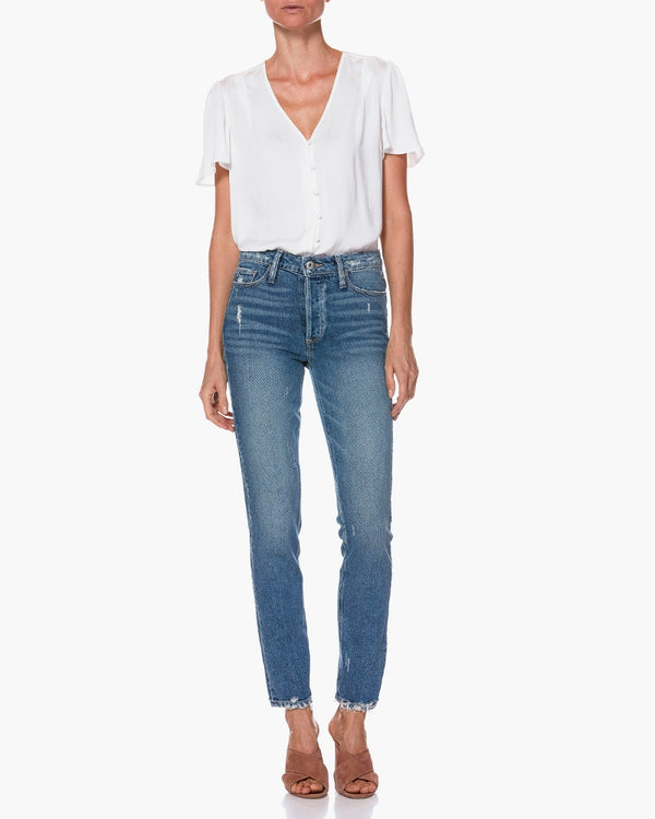 paige denim, paige, womens denim, denim, skinny, light wash, ankle, high rise, stretch, fray, paige, womens denim, women