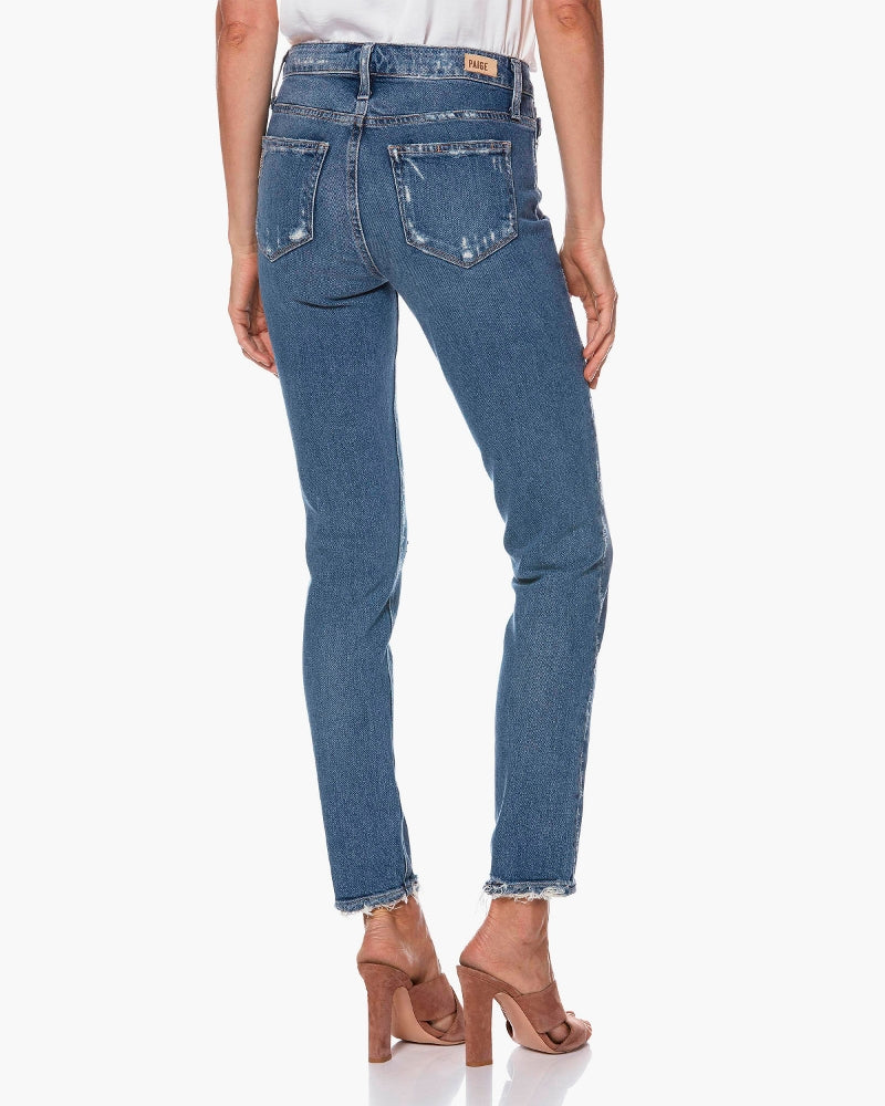 paige denim, paige, womens denim, denim, skinny, light wash, ankle, high rise, stretch, fray, paige, womens denim, women