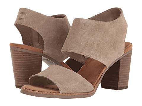 toms shoes, toms, high heels, block heels, heels, summer shoes, shoes, womens shoes, womens, taupe, tan, suede, cutout sandal, sandal