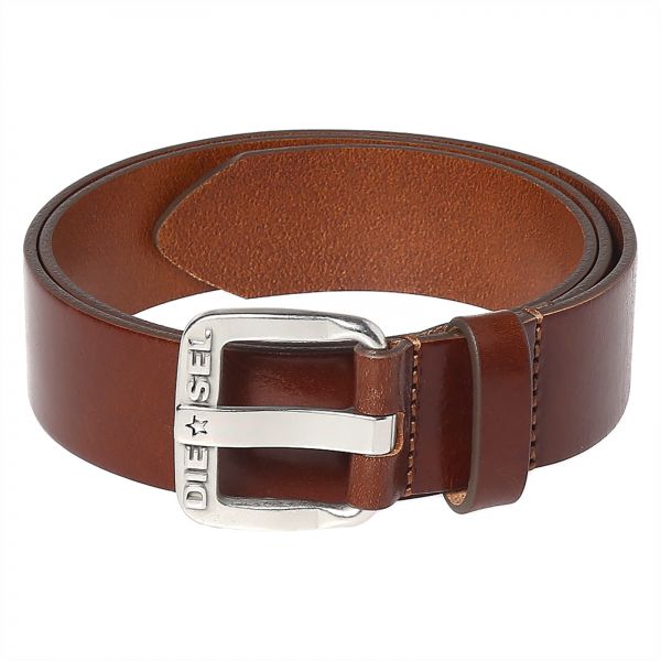 diesel belt, belt, brown, mens belt, men, silver buckle