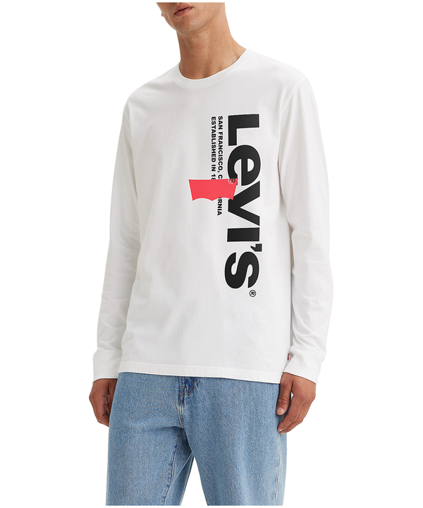 Relaxed Fit Vertical Graphic Crewneck Cotton T Shirt