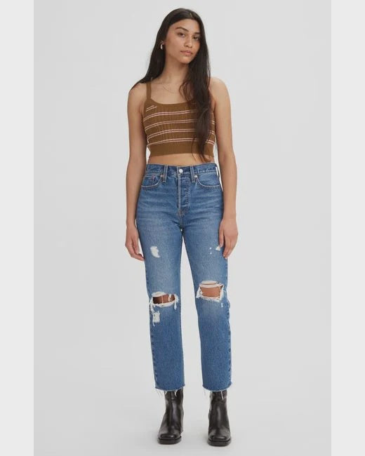 Wedgie Ripped High Waist Crop Straight In Carry Kerry Jeans