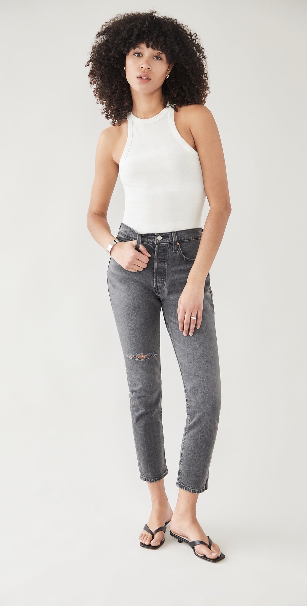 501 Skinny High Rise Grey Jeans
