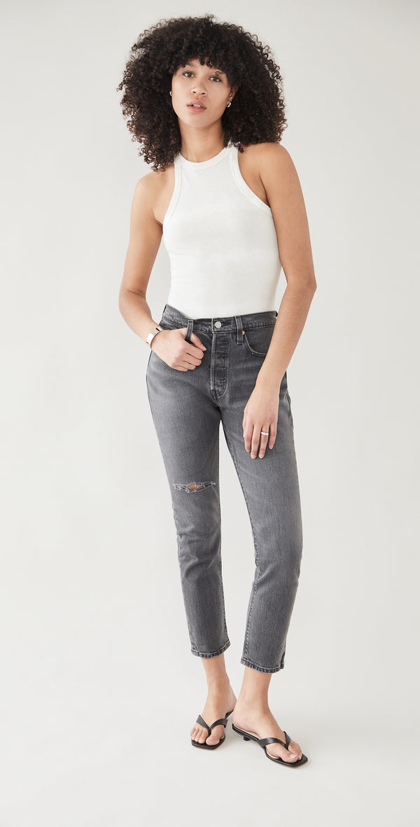 501 Skinny High Rise Denim Jeans Grey